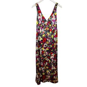Rebecca Taylor Silk Floral Maxi Dress Women 10 Sleeveless V Neck Boho Wedding